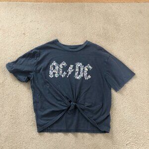 TOPSHOP and Finally AC/DC Grey Knotted Flower T shirt